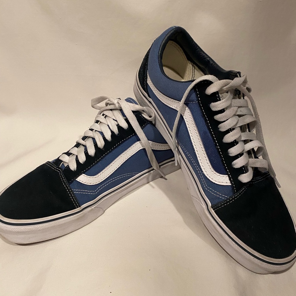 💙 Vans Old Skool Navy/White Low Sneakers – Suede & Canvas, Men’s Size 9 - Picture 10 of 11